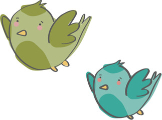 Green & Blue Birds in cartoon playstyle