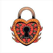 Heart Lock Tattoo Vector Design