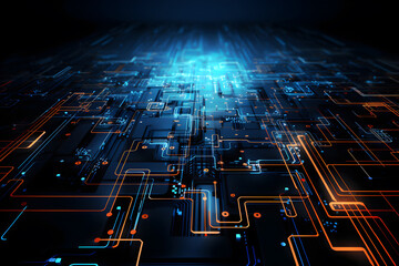 abstract network digital technology background, digital, internet, super computer, network connection, microprocessor system, cyber technology, communication, networking concept, Generative AI