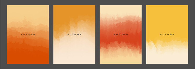 Poster - Autumn theme collection with smoke effect color gradients. Fall season colored backgrounds for creative seasonal graphic design. Vector illustration.
