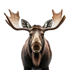 A majestic moose with impressive antlers. Isolated background. Transparent PNG. Generative AI