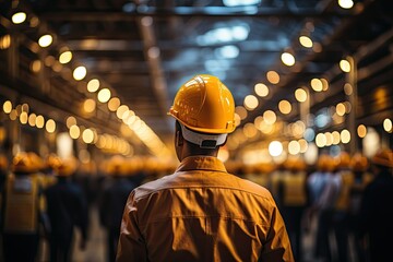 A worker is being interviewed in a factory. Generative AI illustration