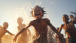 Happy and wet children in the water Africa