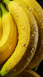 Frische Bananen mit Wassertropfen Nahaufnahme, ai generativ