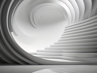  Abstract minimalistic contrast black and white scene with geometric shapes. 3D visualization AI