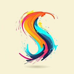 A brush stroke letter S in rainbow bright colors generative AI