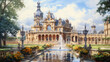 oil painting on canvas, Zwinger palace, art gallery and museum in Dresden, Germany. (ai generated)