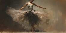 AI Generated. AI Generative. Vintage Retro Dancer Ballerina In Motion Music Rhythm. Classic Perfomance. Drawing Painting Sketching Background Canvas.