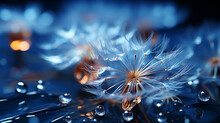 Dandelion Seed With Water Drops.generative Ai