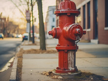Red Fire Hydrant On The Street In Baltimore
