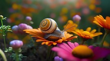 A Snail On A Flower