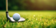A Golf Ball On A Black Object In The Grass