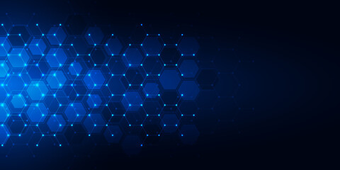 Abstract technology background and design element with hexagons pattern and geometric shapes