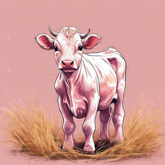 Poster - cow on the field