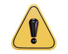 3d Yellow Warning Sign With Exclamation Mark On Isolated Background. Stock Vector Illustration.