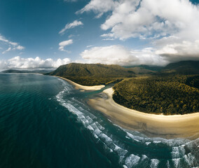 Wall Mural - an aerial view of myall beach at cape tribulation in daintree national park in tropical north queens