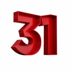 Poster - Illustration of a red number thirty-one isolated on a white background