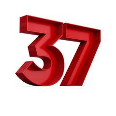 Sticker - Illustration of a red number thirty-seven isolated on a white background