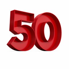 Poster - Illustration of a red number  fifty isolated on a white background