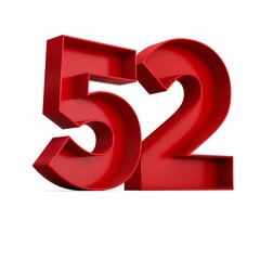 Poster - Illustration of a red number  fifty-two isolated on a white background