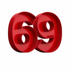 Poster - Illustration of a red number sixty-nine isolated on a white background