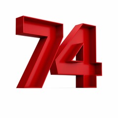 Poster - Illustration of a red number seventy-four isolated on a white background