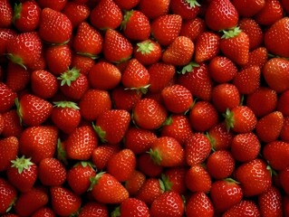 many fresh strawberries background