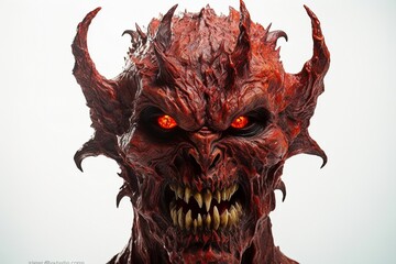 Poster - The demon's head is isolated on a white background.