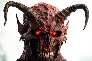 Wall Mural - The demon's head is isolated on a white background.