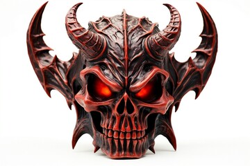 Poster - The demon's head is isolated on a white background.