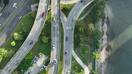 Sticker - Top view of the traffic on the interchange during the daytime