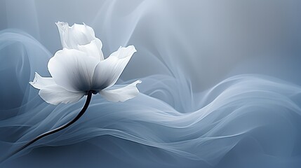 Wall Mural -  a white flower is in the middle of a blue background.  generative ai