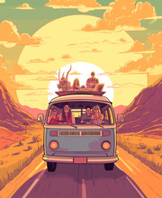 Road Trip USA Vector Illustration SVG Digital Download