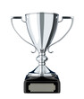 Silver trophy cup isolated on white background. Victory, best product, service or employee, second place. Png clipart isolated on transparent background