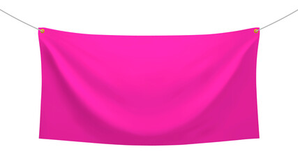 Wall Mural - red textile banner with folds. blank hanging fabric template. png clipart isolated on transparent ba