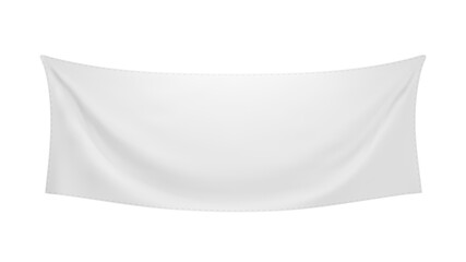 Wall Mural - white textile banner with folds. blank hanging fabric template. png clipart isolated on transparent 