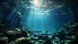 Fototapeta Do akwarium - underwater scene with fish and coral reef in the sea.generative ai