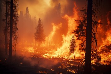 Aufkleber - wildfire. Burning trees.