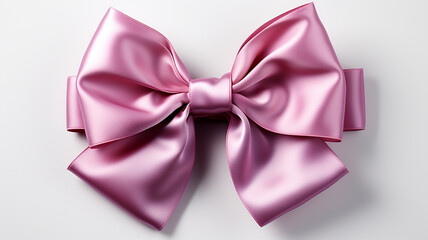 beautiful pink bow with silk ribbon on grey background.generative ai
