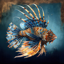 Lionfish, Vintage Style Illustration