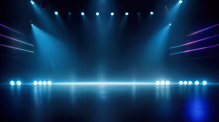 Canvas Print - scene, stage light with colored spotlights and smoke