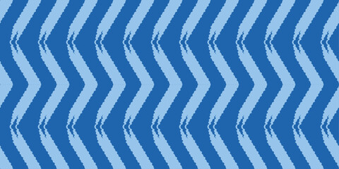 Aufkleber - Blue chevrons, seamless and wavy. Design for textile, fabric, clothing, curtain, rug, batik, ornament, background, wrapping. Vector. Seamless.