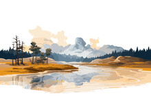 Doodle Inspired Yellowstone, Cartoon Sticker, Sketch, Vector, Illustration