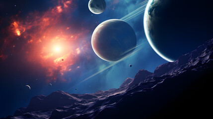 Wall Mural - abstract planets and space background