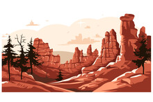 Doodle Inspired Bryce Canyon, Cartoon Sticker, Sketch, Vector, Illustration