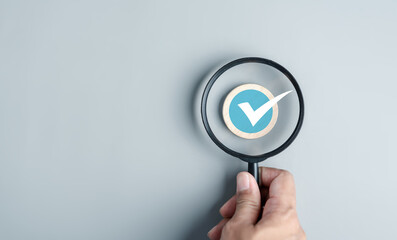 Aufkleber - Checklist business target marketing planning with quality management, Quality Assurance and improvement. Standardization, certification. Compliance to regulations service and standards...