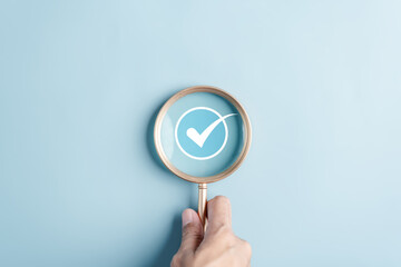 Aufkleber - Checklist business target marketing planning with quality management, Quality Assurance and improvement. Standardization, certification. Compliance to regulations service and standards...