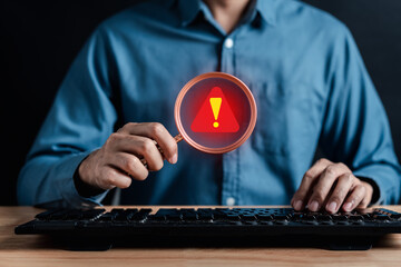 Fototapete - System warning error popup and maintenance showing. cyber attack on online network error system. Cybersecurity vulnerability, data breach, illegal connection, compromised information.