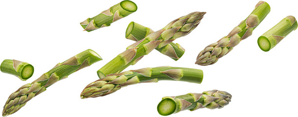 Wall Mural - falling chopped asparagus isolated