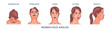© 100% HAND-CRAFTED - Female face set. Portrait of woman from different angles and view angles. Head of young girl in profile and front, from below and abow. Cartoon flat vector collection isolated on white background